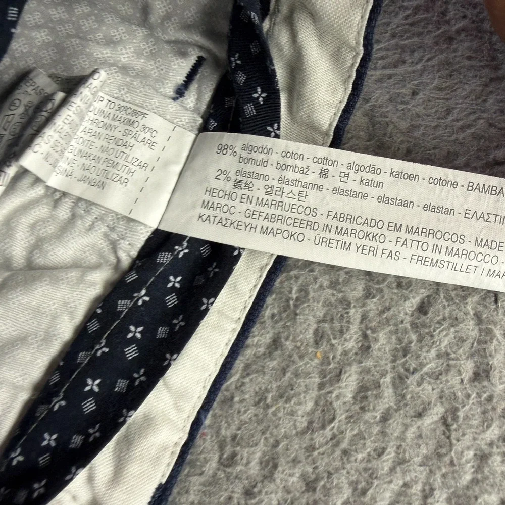 Zara Pant Mens 36x32 Blue Cotton Chino Straight Preppy Business Career Stretch